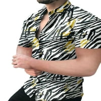 Muška pripijena košulja na kopčanje s printom u donjem rublju, ljetni vrhovi kratkih rukava, Vintage bluza na