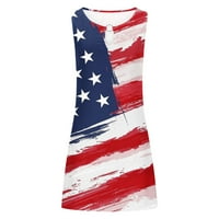 Ljetne haljine za žene, Pokrivač za plažu, majica sarafan 4. srpnja, Ležerne majice bez rukava s američkom zastavom,