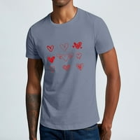 Muškarci kratki rukavi casual par ručno nacrtani srce tiskanje okruglog vrata pulover majica bluza tietoc