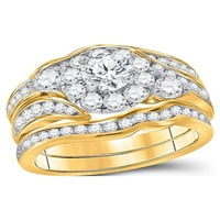 Dragulji 14KT žuto zlato okrugli dijamantni svadbeni vjenčani prsten set CTTW Veličina 6