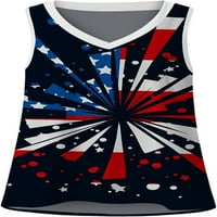 Ženske majice bez rukava za 4. srpnja, labavi vintage vrhovi s okruglim vratom i američkom zastavom, domoljubna