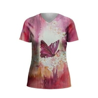 Ženske bluze s tiskanim bluzama kratkih rukava casual žena modni V-izrez ružičasta 3xl