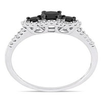 Carat T.W. Crno-bijeli dijamant 10kt bijelo zlato zaručnički prsten od tri kamena