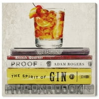 Wynwood Studio 'bar knjiga' pića i alkoholna pića na zidno umjetničko platno ispis - smeđa, narančasta, 12 12