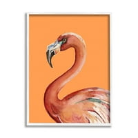 Tropski portret ptice flaminga, detaljna akvarelna grafika, zidni tisak u bijelom okviru, dizajn Patricia Pinto