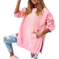 Ženski pulover s kapuljačom s kapuljačom s patentnim zatvaračem, ružičasti, HD