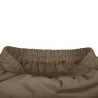 Ženske kratke hlače do koljena od pamuka i lana, široke Ležerne hlače s elastičnim pojasom, sportske hlače na