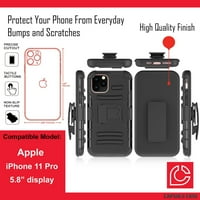 Capsule futrola kompatibilna s iPhone Pro [Vojnička zaštita zaštitna zaštita od šoka od teških stajališta crni