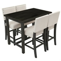 AUKFA 5-komad blagovaonski stol- drveni rustikalni brojač visina blagovaonica- tapecirane stolice- metalni nokti