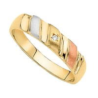 Muški zaručnički prsten od 14k trobojnog zlata s kubičnim cirkonijem