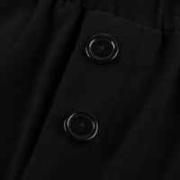 Ženske modne ženske modne casual hlače s džepom na kopčanje, široke udobne Ležerne hlače, Ženske hlače u crnoj