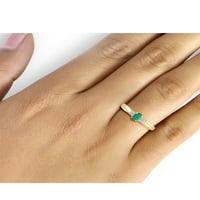 Smaragdni dragulj od 0 karata i naglašeni bijeli dijamantni prsten