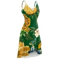 Ženska ljetna haljina s omotom u obliku slova u, Podesive naramenice za špagete, nabori na prsima, ležerna haljina