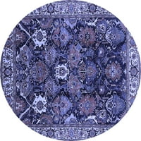 Tradicionalni tepisi tvrtke A. M. A. koji se mogu prati u perilici, okrugli u orijentalnom stilu u plavoj boji,
