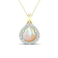 Imperijalni dragulj 10k žuto zlato obloženi srebrni kruška Stvoreni Opal stvoreni bijeli safirski halo ogrlica