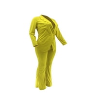 Seyurigaoka Women Office Slim Fit odijelo, plus veličine solidne boje Blazer + radne hlače set