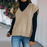 Majica s kapuljačom, džemper s papirnatom čašom, Ženski džemper, pleteni pulover bez rukava s izrezom u obliku