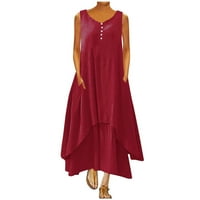 Haljina od špageta na kaišem špageti haljina modno žene ljeto ležerno solidne prsluke bez rukava bez rukava dugačka