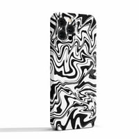Slučaj crnog bijelog valova za iPhone Pro Max, estetski umjetnički dizajn puni naslov