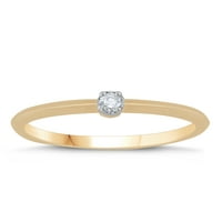 10k žuto zlato okrugli dijamantni naglasak sitni prsten