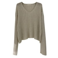 Bluze za žene u retro stilu, jednobojne, labave, temperamentne, svestrani džemper dugih rukava i majica u obliku