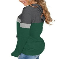 Žene casual kapuljače vrhovi u boji blok dugih rukava lagane puloverske dukseve s džepom s-xxl