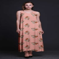 Ženska duga haljina od rajona s cvjetnim printom, šik boemska ljetna Maksi odjeća za plažu - mali
