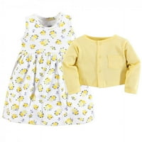 Set haljina i kardigan za djevojčice u narančastoj cvjetnoj žutoj boji, 6 mjeseci