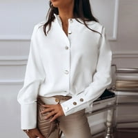 Rasprodaja ženskih jesenskih vrhova Ženski ovratnik dugi rukav metalni gumb obična ležerna bluza košulja gornji