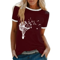 Forestyashe majice za žene casual vrhovi ispis o-vrata labav kratki rukavi bluza pulover majice majice vrh