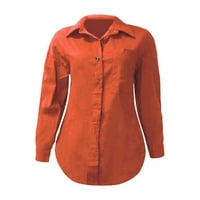 Majice s niskim profilom za žene za žene dugi rukavi casual vrhovi ljetni štand Obojani solidna pocke zimska jesenska