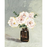 Borges, Victoria Black uokvirena suvremena muzejska umjetnička gravura pod nazivom cvijeće iz jantarne boce